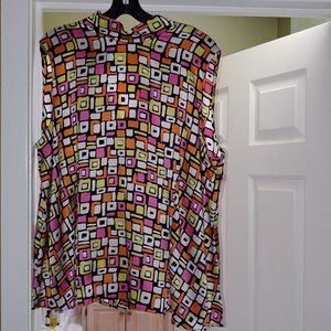 SLEEVELESS SILK TOP  IN GEOMETRIC PATTERN
